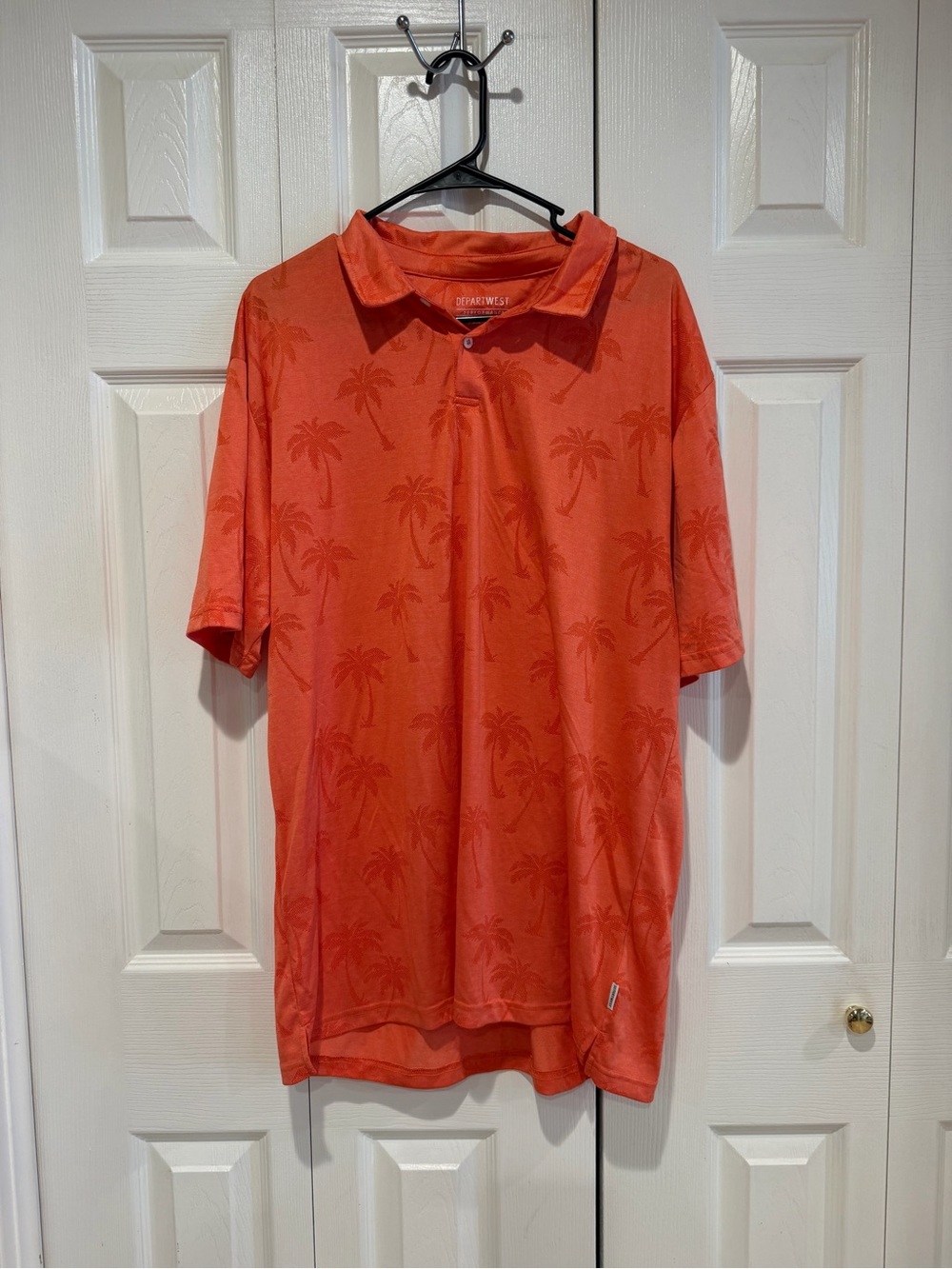 Coral Palm-Print Performance Polo Shirt